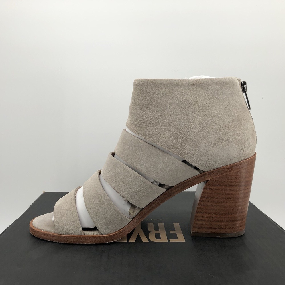 Frye Tash Cut Out Bootie Size 8.5 Sandal Milkshake Beige Gray Suede - Picture 2 of 10